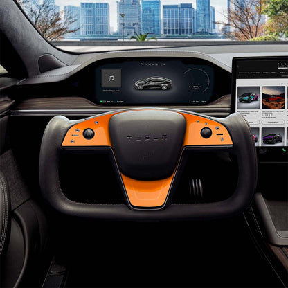 3M Gloss Deep Orange Tesla Steering Wheel Trim Decal Kit (3pcs) | MS Feb 2021+ - Tesla Emblems