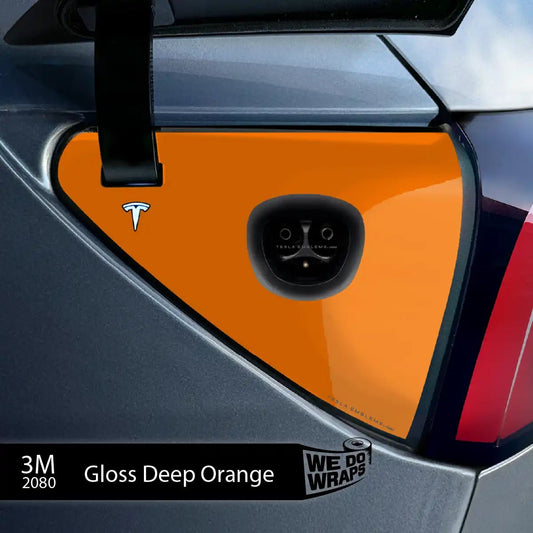 3M Gloss Deep Orange Tesla Charge Port Wrap | Model Y - Tesla Emblems