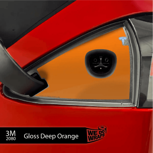 3M Gloss Deep Orange Tesla Charge Port Wrap | Model S - Tesla Emblems