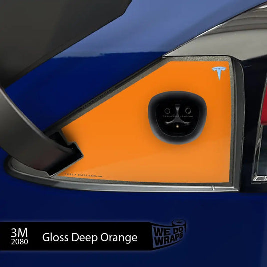 3M Gloss Deep Orange Tesla Charge Port Wrap | Model X - Tesla Emblems