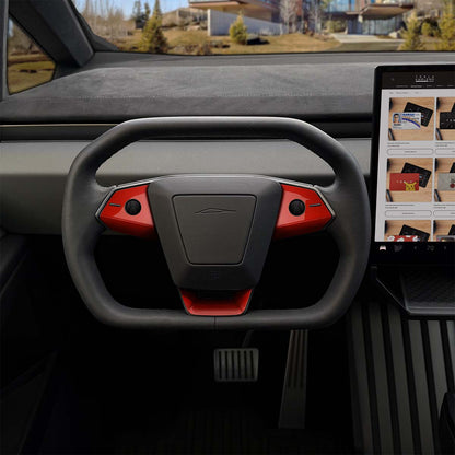 3M Gloss Dragon Fire Red Tesla Steering Wheel Trim Decal Kit (3pcs) | Cybertruck - Tesla Emblems