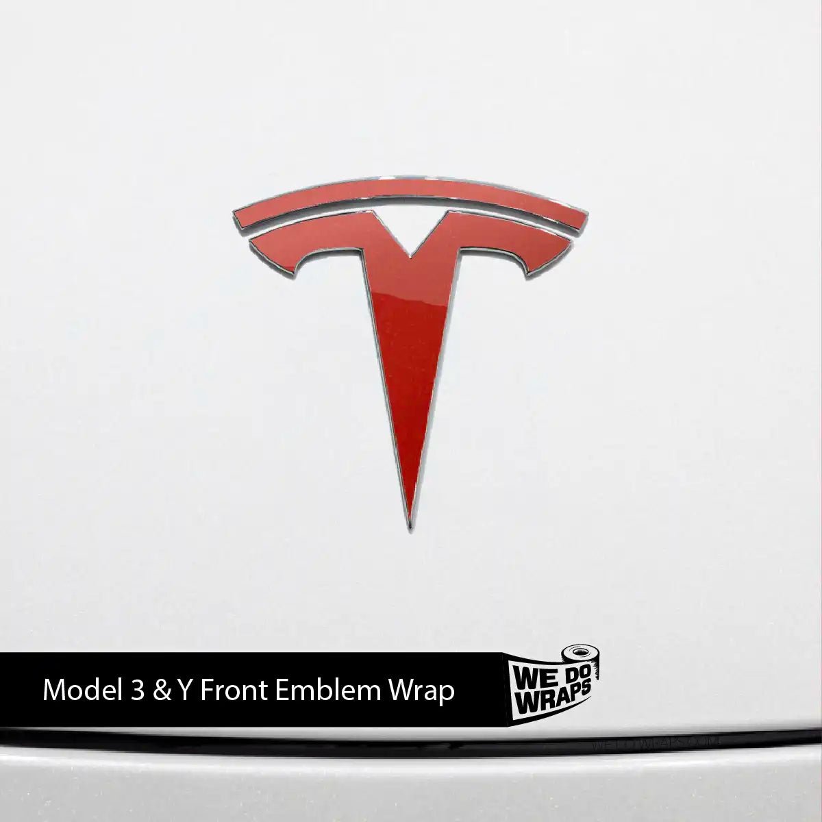 3M Gloss Dragon Fire Red Tesla Emblem Decals (Front + Back) | Model Y - Tesla Emblems