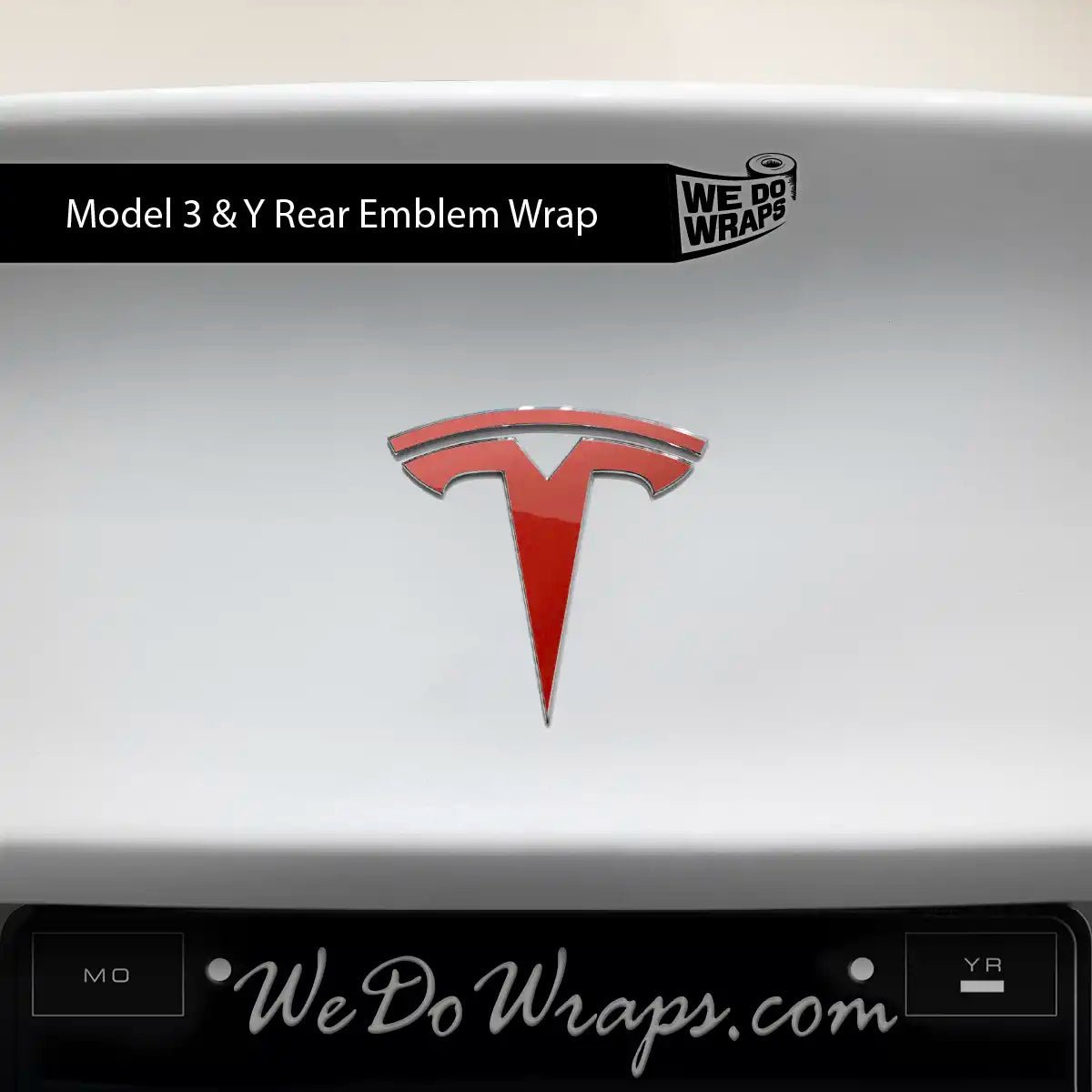 3M Gloss Dragon Fire Red Tesla Emblem Decals (Front + Back) | Model Y - Tesla Emblems