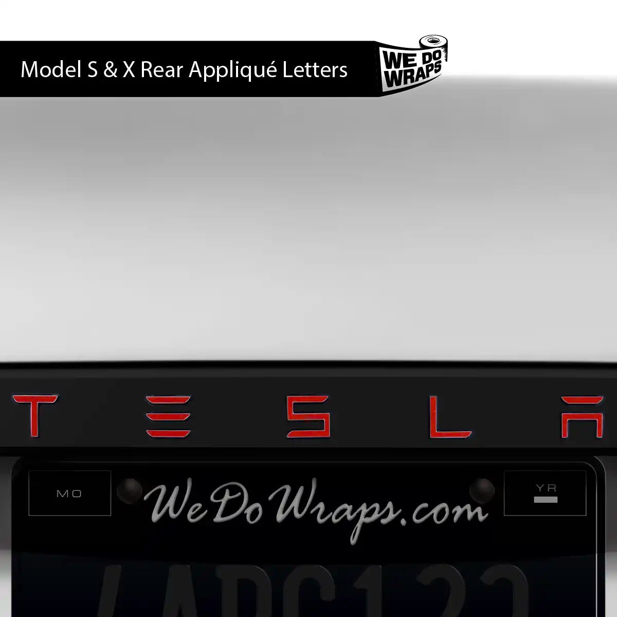 3M Gloss Dragon Fire Red Tesla Emblem Decals (Front + Back) | Model S - Tesla Emblems