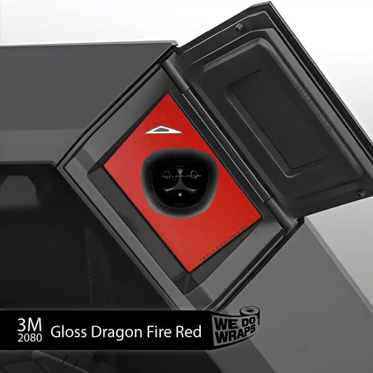 3M Gloss Dragon Fire Red Tesla Charge Port Wrap | Cybertruck - Tesla Emblems
