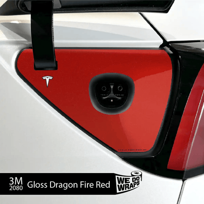3M Gloss Dragon Fire Red Tesla Charge Port Wrap | Model Y - Tesla Emblems