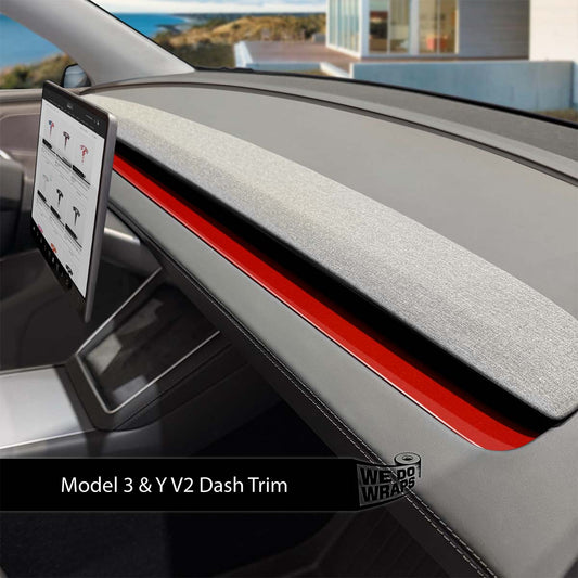3M Gloss Dragon Fire Red Tesla Dash Trim Wrap | Model 3 ’24-26 Refresh