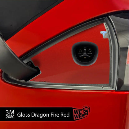 3M Gloss Dragon Fire Red Tesla Charge Port Wrap | Model S - Tesla Emblems
