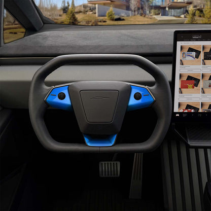 3M Gloss Fire Blue Tesla Steering Wheel Trim Decal Kit (3pcs) | Cybertruck - Tesla Emblems