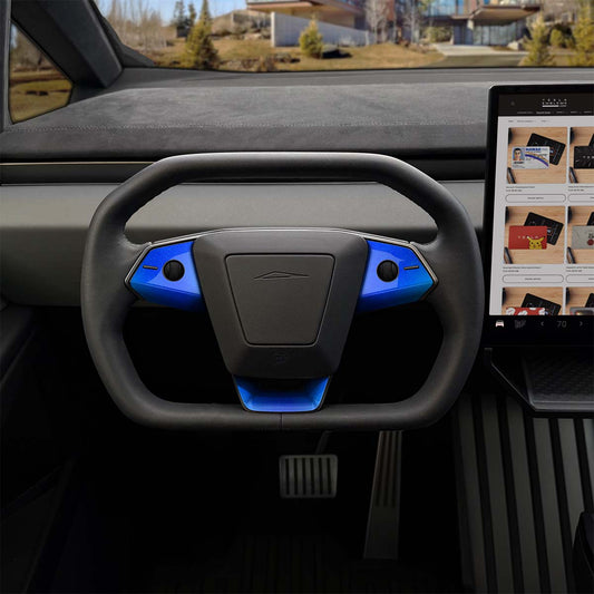 3M Gloss Fire Blue Tesla Steering Wheel Trim Decal Kit (3pcs) | Cybertruck