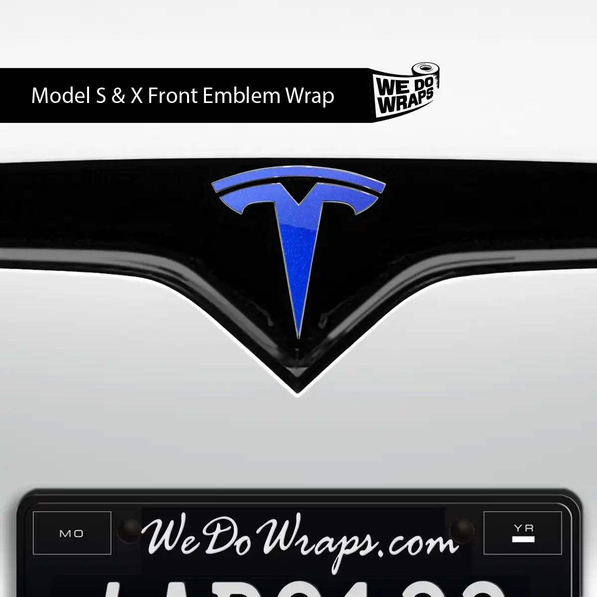 3M Gloss Fire Blue Tesla Emblem Decals (Front + Back) | Model X - Tesla Emblems