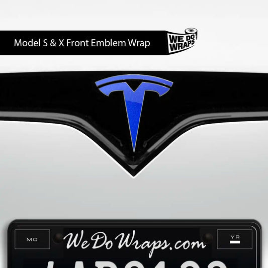 3M Gloss Fire Blue Tesla Emblem Decals (Front + Back) | Model X - Tesla Emblems