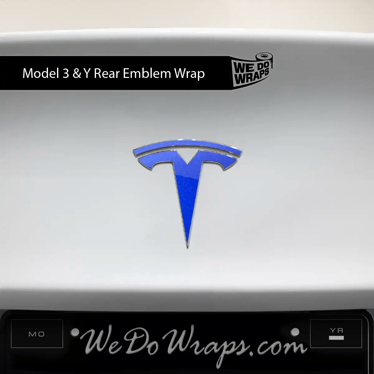 3M Gloss Fire Blue Tesla Emblem Decals (Front + Back) | Model Y - Tesla Emblems