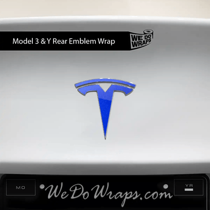3M Gloss Fire Blue Tesla Emblem Decals (Front + Back) | Model Y - Tesla Emblems
