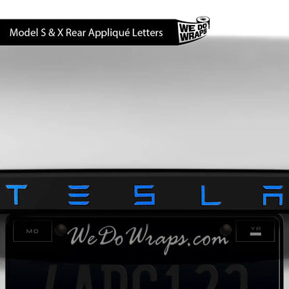3M Gloss Fire Blue Tesla Emblem Decals (Front + Back) | Model X - Tesla Emblems
