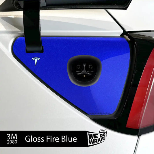 3M Gloss Fire Blue Tesla Charge Port Wrap | Model Y - Tesla Emblems