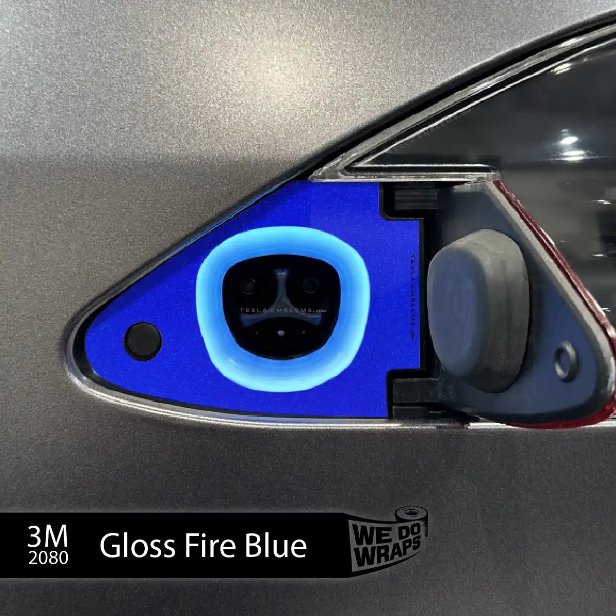 3M Gloss Fire Blue Tesla Charge Port Wrap | Model X - Tesla Emblems