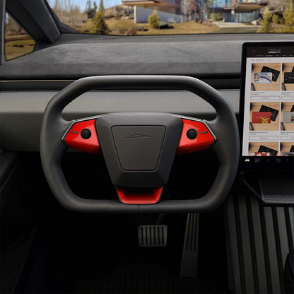3M Gloss Hot Rod Red Tesla Steering Wheel Trim Decal Kit (3pcs) | Cybertruck - Tesla Emblems