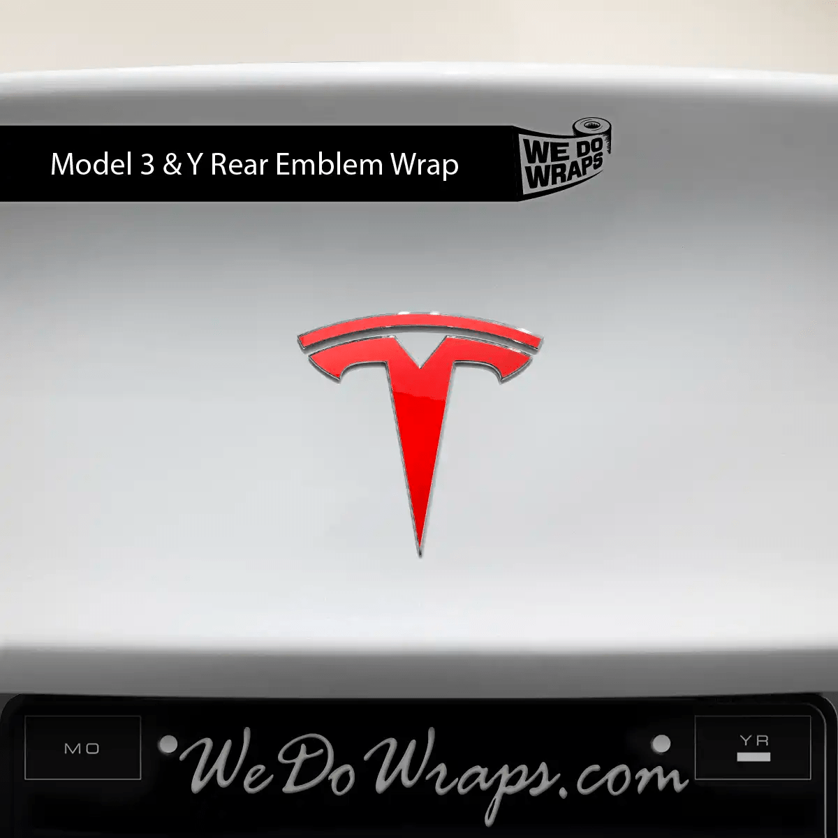 3M Gloss Hot Rod Red Tesla Emblem Decals (Front + Back) | Model Y - Tesla Emblems