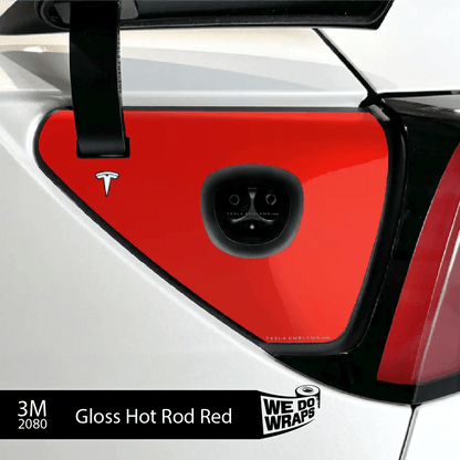 3M Gloss Hot Rod Red Tesla Charge Port Wrap | Model Y - Tesla Emblems