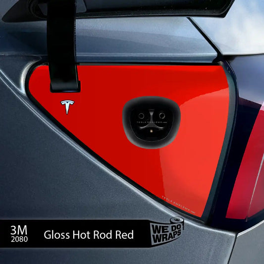 3M Gloss Hot Rod Red Tesla Charge Port Wrap | Model Y - Tesla Emblems