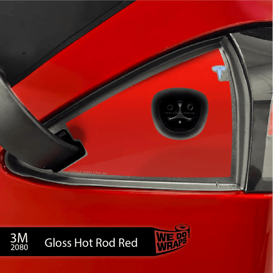 3M Gloss Hot Rod Red TeslaCharge Port Wrap | Model S - Tesla Emblems