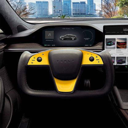 3M Gloss Sunflower Yellow Tesla Steering Wheel Trim Decal Kit (3pcs) | MS Feb 2021+ - Tesla Emblems
