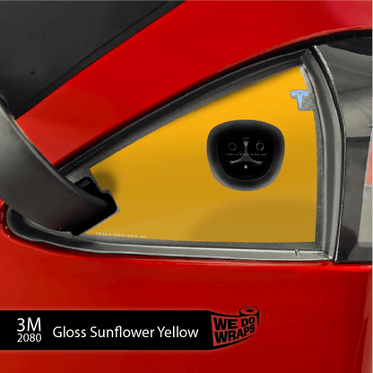 3M Gloss Sunflower Yellow Tesla Charge Port Wrap | Model S - Tesla Emblems
