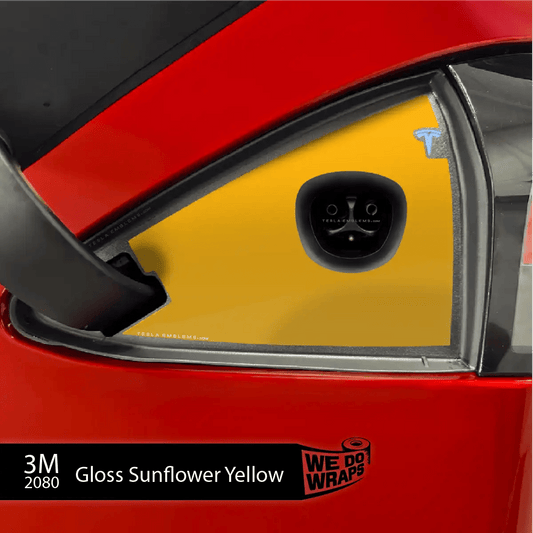 3M Gloss Sunflower Yellow Tesla Charge Port Wrap | Model S - Tesla Emblems