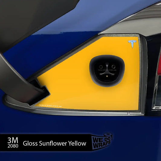 3M Gloss Sunflower Yellow Tesla Charge Port Wrap | Model X - Tesla Emblems