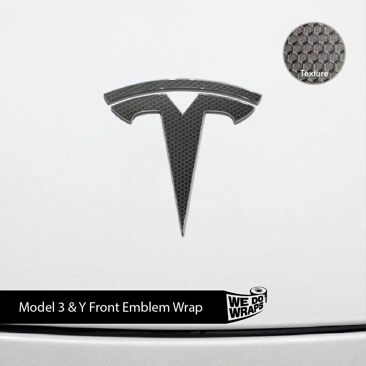 3M Matrix Black Tesla Emblem Decals (Front + Back) | Model Y - Tesla Emblems