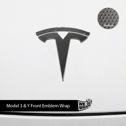 3M Matrix Black Tesla Emblem Decals (Front + Back) | Model Y - Tesla Emblems