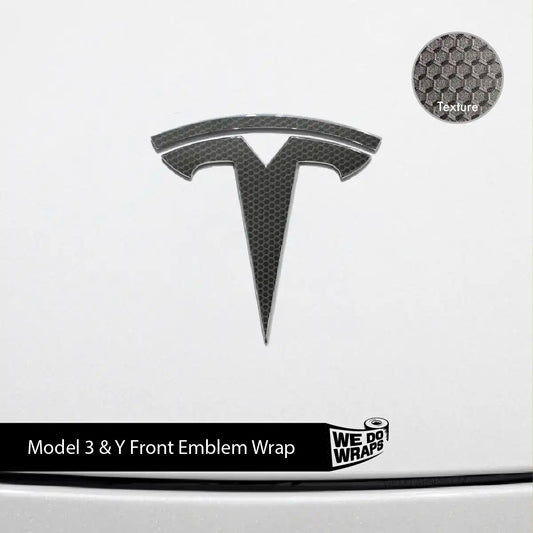 3M Matrix Black Tesla Emblem Decals (Front + Back) | Model Y