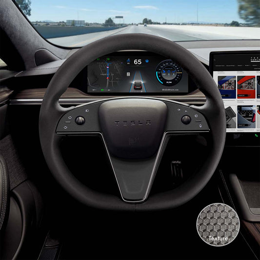 3M Matrix Black Tesla Steering Wheel Trim Decal Kit (3pcs) | MS Feb 2021+ - Tesla Emblems