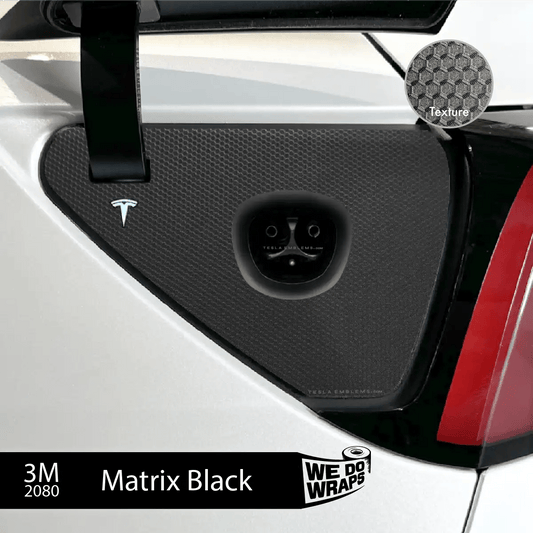 3M Matrix Black Tesla Charge Port Wrap | Model Y - Tesla Emblems