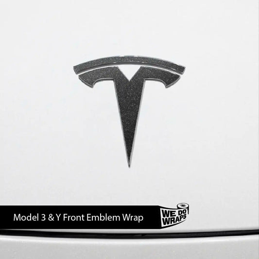 3M Matte Black Metallic Tesla Emblem Decals (Front + Back) | Model Y - Tesla Emblems
