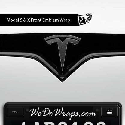 3M Matte Black Metallic Tesla Emblem Decals (Front + Back) | Model S - Tesla Emblems