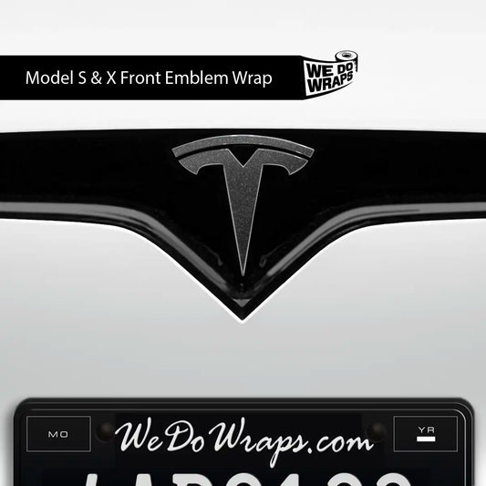 3M Matte Black Metallic Tesla Emblem Decals (Front + Back) | Model S - Tesla Emblems