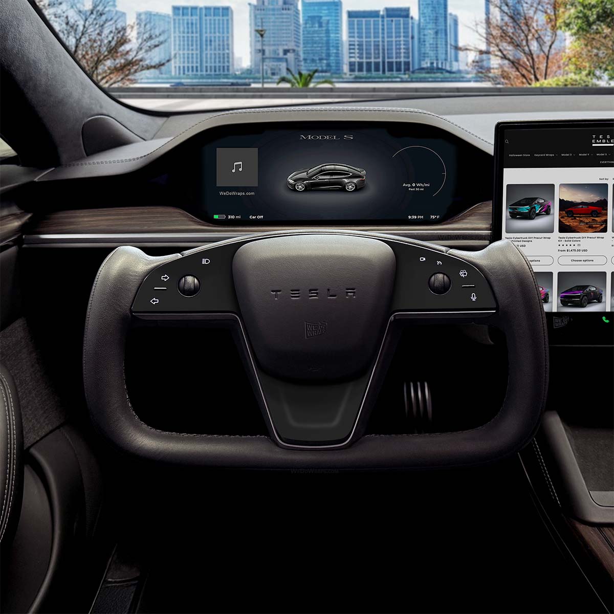 3M Matte Black Metallic Tesla Steering Wheel Decals (3pcs) | MS Feb 2021+ - Tesla Emblems