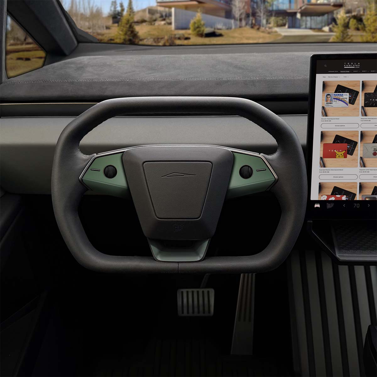 3M Matte Military Green Tesla Steering Wheel Trim Decal Kit (3pcs) | C ...