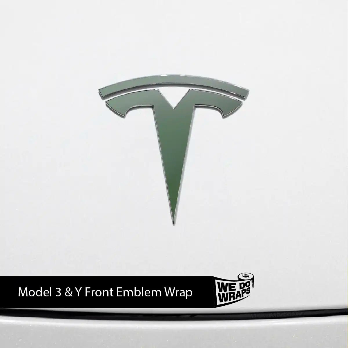 3M Matte Military Green Tesla Emblem Decals (Front + Back) | Model Y - Tesla Emblems