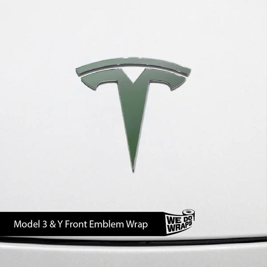 3M Matte Military Green Tesla Emblem Decals (Front + Back) | Model Y