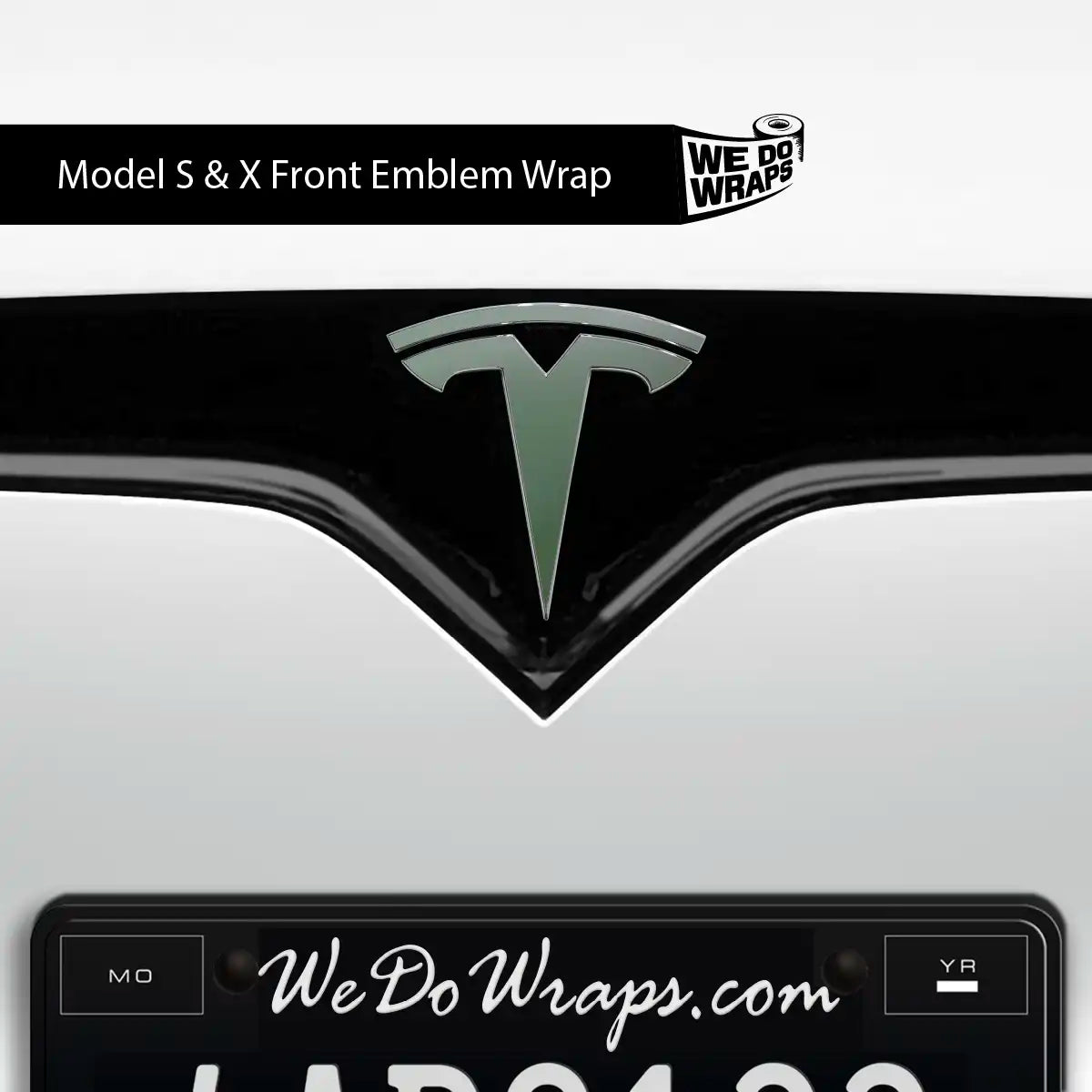 3M Matte Military Green Tesla Emblem Decals (Front + Back) | Model X - Tesla Emblems