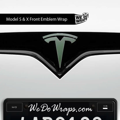 3M Matte Military Green Tesla Emblem Decals (Front + Back) | Model X - Tesla Emblems