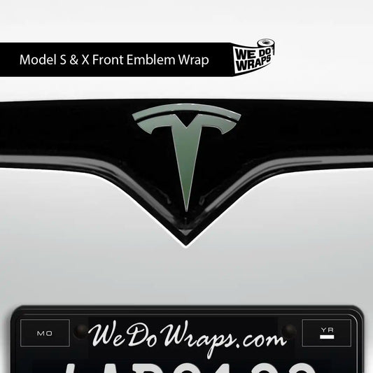 3M Matte Military Green Tesla Emblem Decals (Front + Back) | Model X - Tesla Emblems