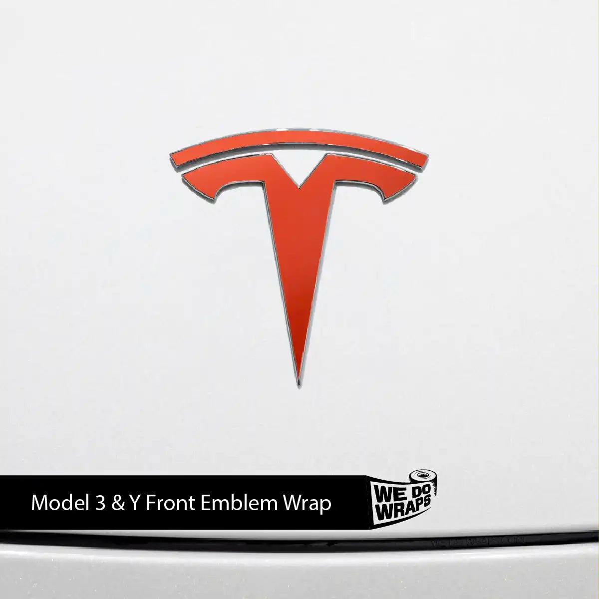3M Matte Red Tesla Emblem Decals (Front + Back) | Model Y - Tesla Emblems