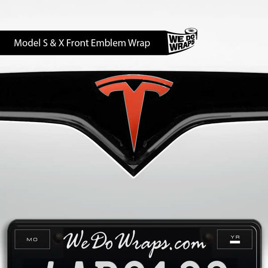 3M Matte Red Tesla Emblem Decals (Front + Back) | Model X - Tesla Emblems