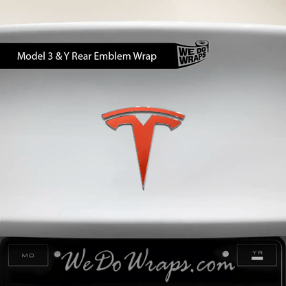 3M Matte Red Tesla Emblem Decals (Front + Back) | Model Y - Tesla Emblems