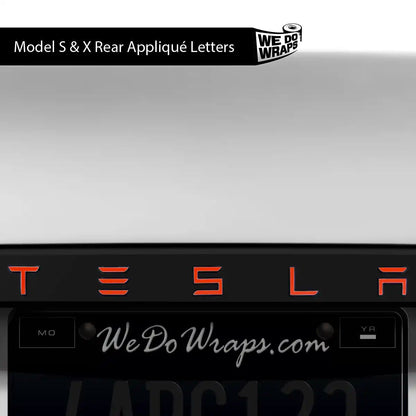 3M Matte Red Tesla Emblem Decals (Front + Back) | Model X - Tesla Emblems