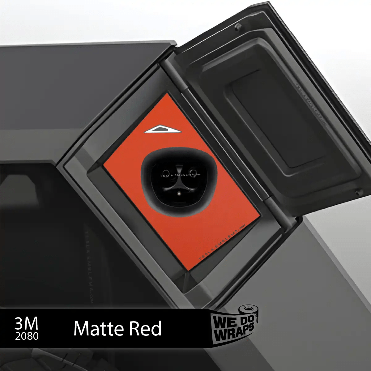 3M Matte Red Tesla Charge Port Wrap | Cybertruck - Tesla Emblems